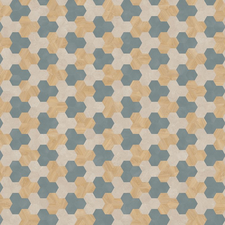 Vinyylilattia MODULEO MOODS HEXAGON CLUSTER 624